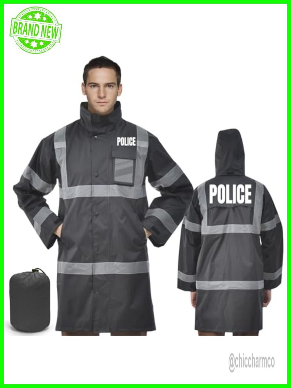 High Vis Reflective Rain Jacket Waterproof Heavy Duty Safety Raincoat